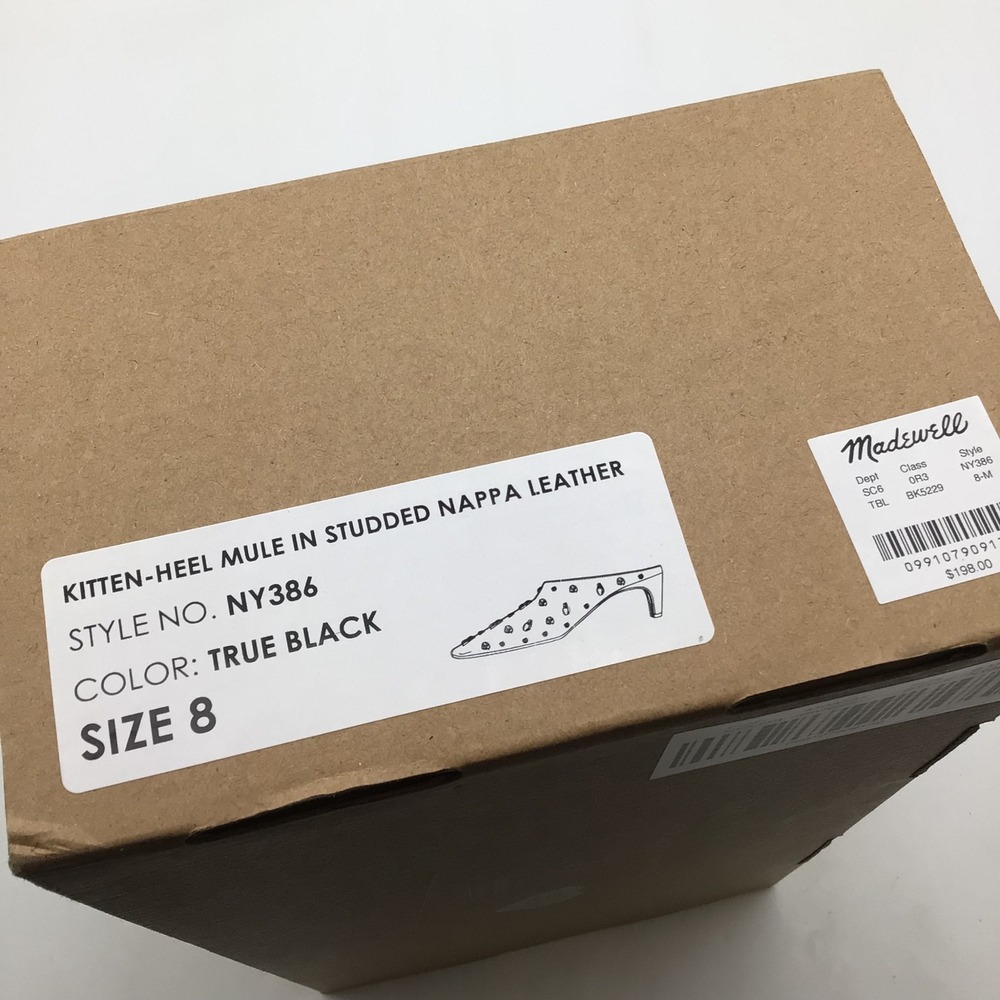 Madewell Studded Nappa Leather Kitten Heel Mule NY386 Black Womens Size 8 NEW - Picture 7 of 7